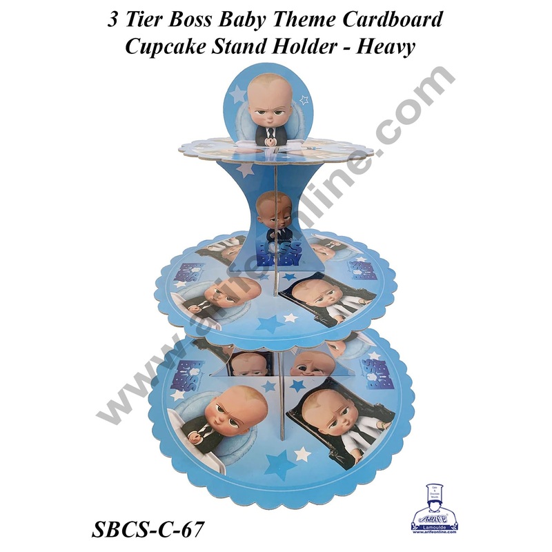 CAKE DECOR 3 Tier Boss Baby Theme Cardboard Cupcake Stand Holder - Heavy