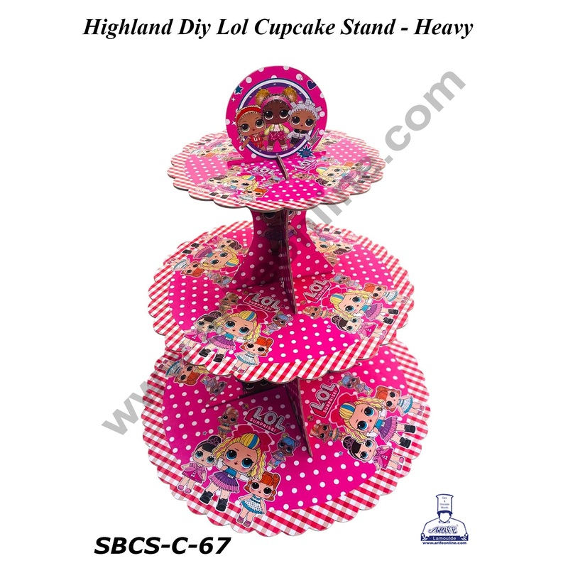 CAKE DECOR 3 Tier Cardboard Highland Diy Lol Cupcake Stand - Heavy