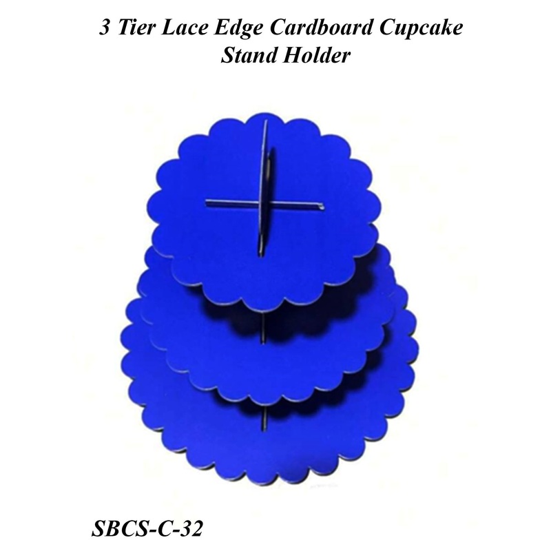 Cake Decor 3-Tier Lace Edge Cardboard Cupcake Stand Holder - Heavy