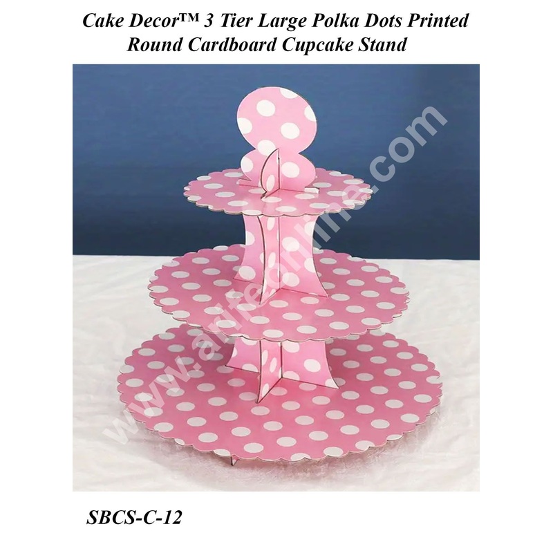 Cake Decor 3 Tier Large Polka Dots Printed Round Cardboard Cupcake Stand