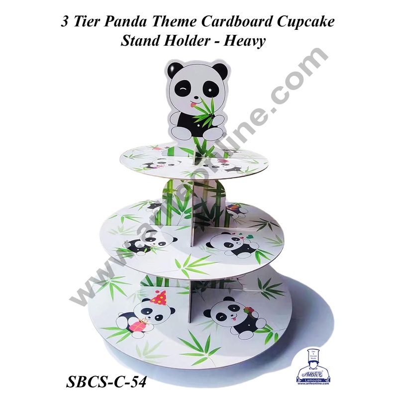 CAKE DECOR 3 Tier Panda Theme Cardboard Cupcake Stand Holder - Heavy