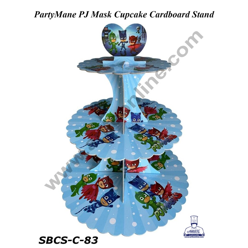 CAKE DECOR 3 Tier PartyMane PJ Mask Cupcake Cardboard Stand - Heavy