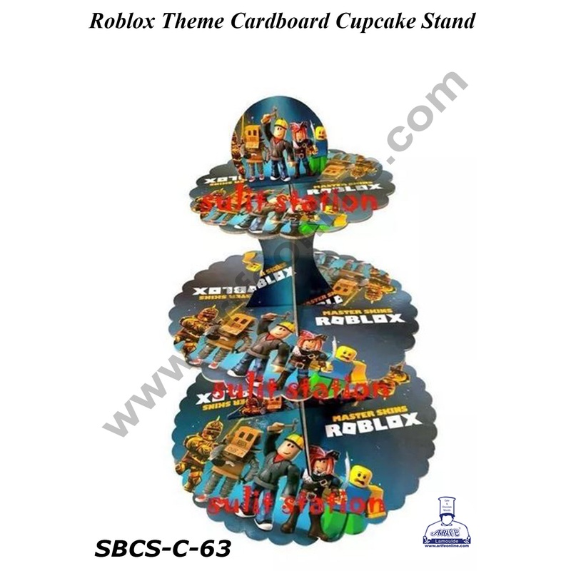CAKE DECOR 3 Tier Roblox Theme Cardboard Cupcake Stand - Heavy