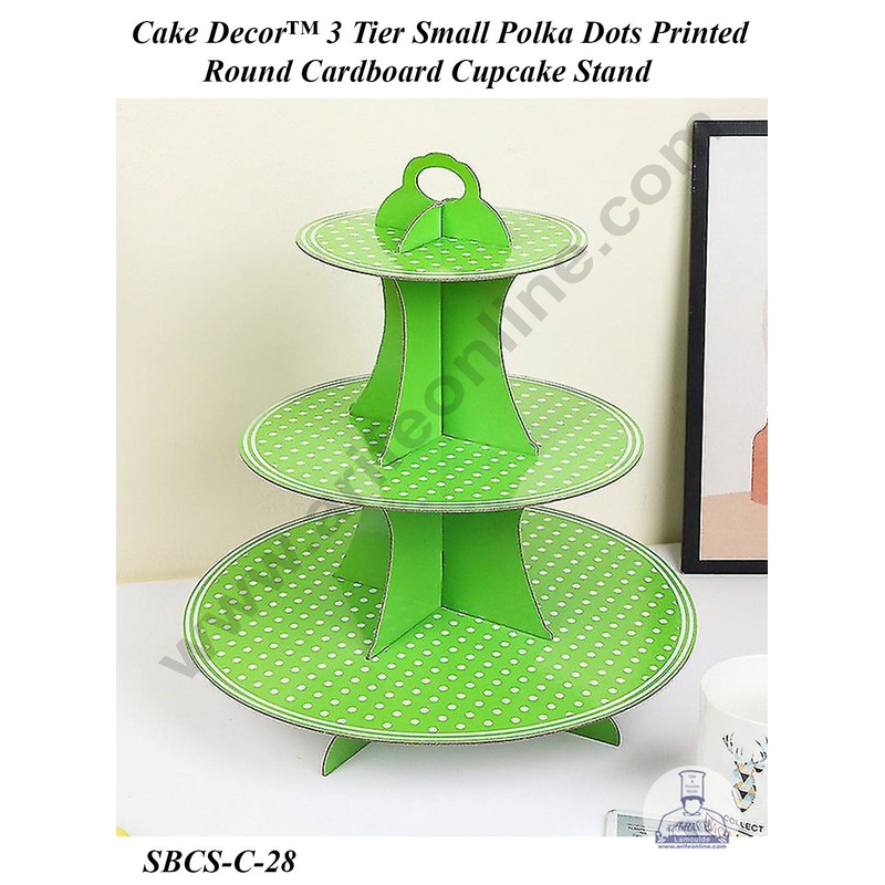 Cake Decor 3 Tier Small Polka Dots Printed Round Cardboard Cupcake Stand