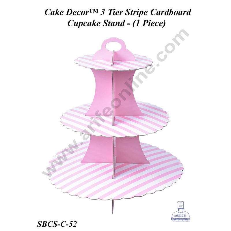Cake Decor 3 Tier Stripe Cardboard Cupcake Stand - (1 Piece)