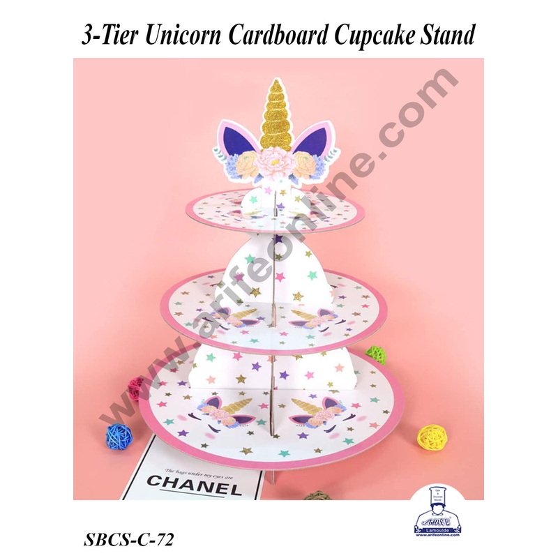 CAKE DECOR 3-Tier Unicorn Cardboard Cupcake Stand
