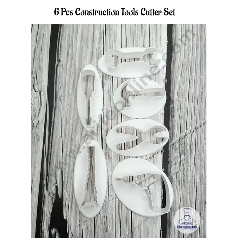 CAKE DECOR 6 Pcs Construction Tools Cutter Set | Cookie Cutter Set