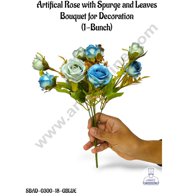 CAKE DECOR Artifical Rose with Spurge and Leaves Bouquet for Decoration  (1 Bunch)
