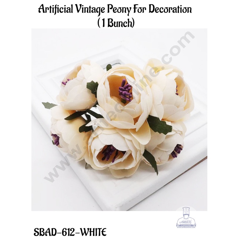 CAKE DECOR Artificial Vintage Peony  Bouquet for Decoration  (1 Bunch)