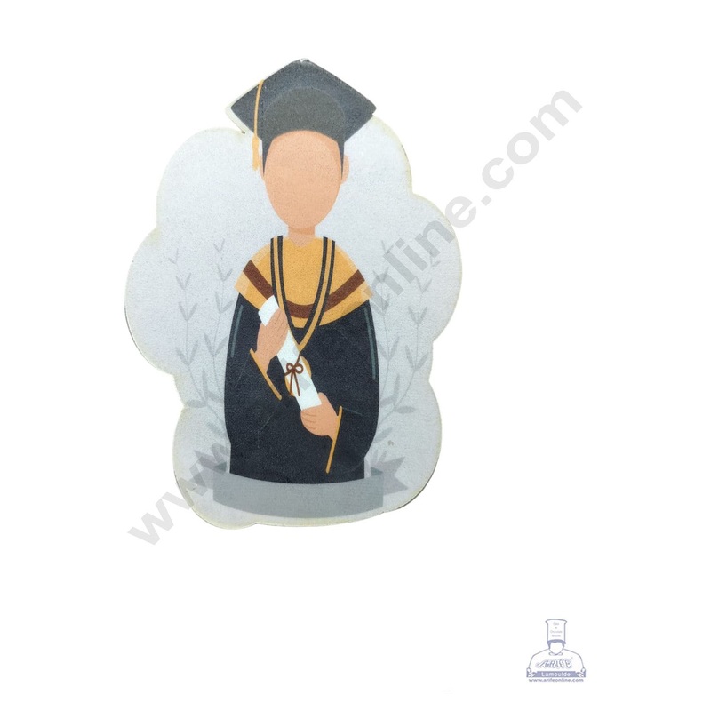 CAKE DECOR Edible Theme Topper Pre Cut Wafer Paper High Quality - Graduat Student - ( 1 pc Pack ) SB-WPC-3120