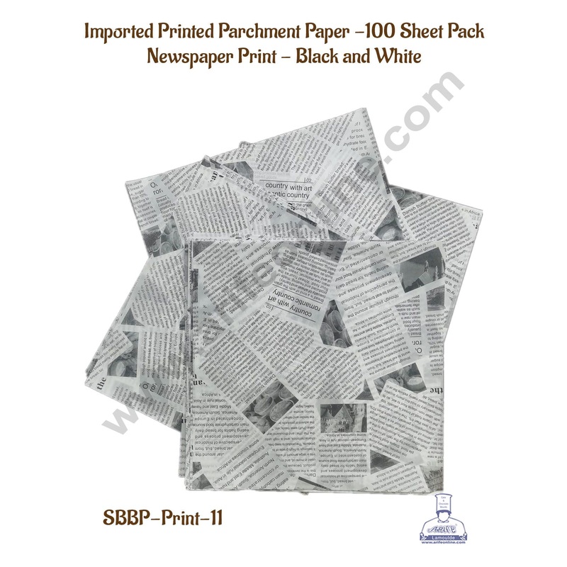 CAKE DECOR Imported Printed Parchment Paper | Bento Box Liner | Grease Proof Paper | Wrap Paper -Newspaper Print /Plaid Print (100 Sheets)