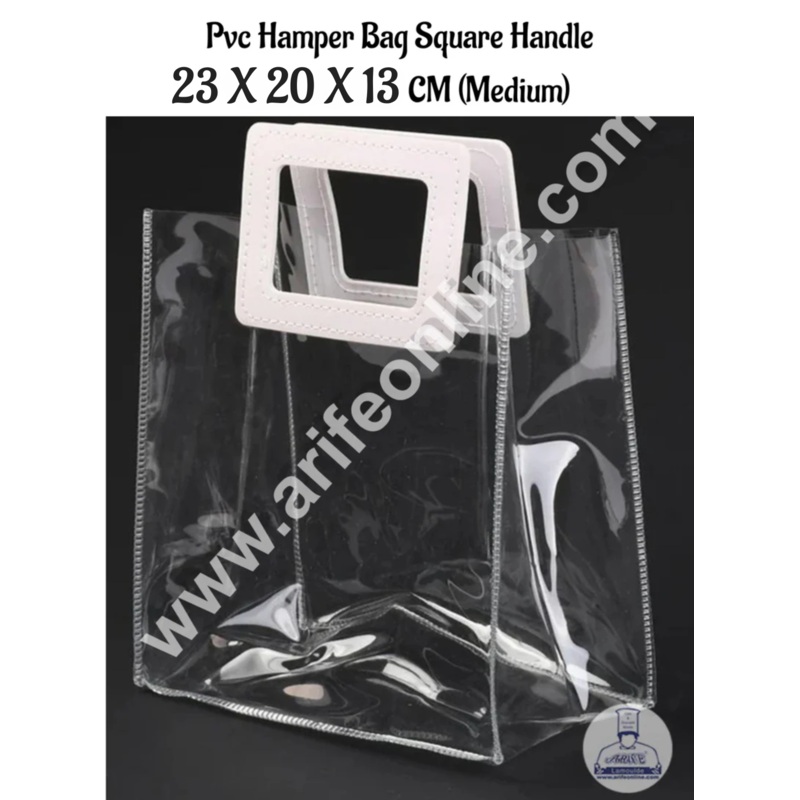 CAKE DECOR Medium PVC Transparent Bag with PU Leather Handle for Gift or Present Packaging | Gift Box | Gift Bag with Handle