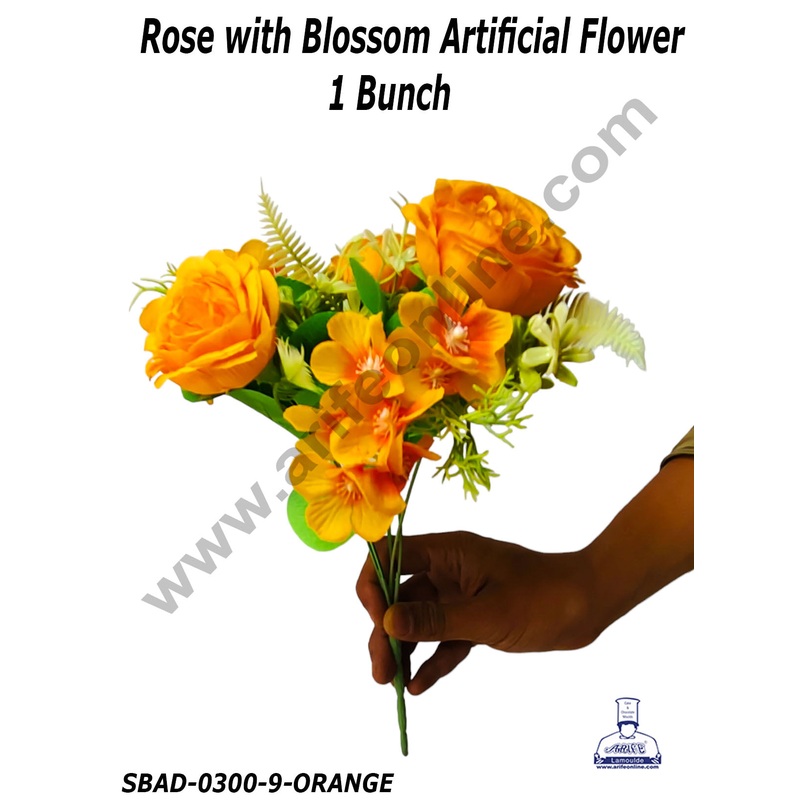 CAKE DECOR Rose with Blossom  Artificial Flower For Cake Decoration  (1 Bunch)