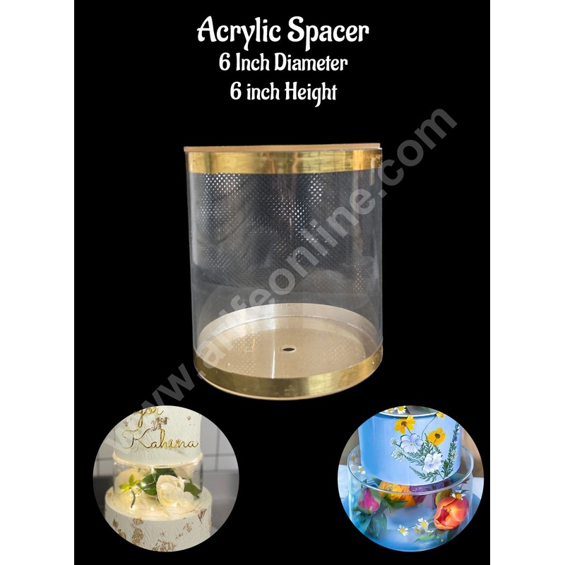 CAKE DECOR Round FILL-A-TIER Acrylic Cake Spacer 6 inch X 6 inch Clear Cake Display Spacer