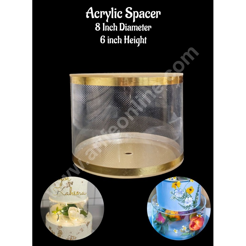 CAKE DECOR Round FILL-A-TIER Acrylic Cake Spacer 8 inch X 6 inch Clear Cake Display Spacer