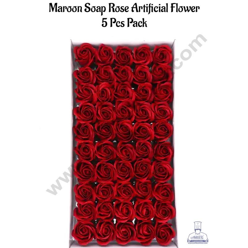 CAKE DECOR Scented Rose Artificial Flower For Cake Decoration ( 5 Pcs pack )