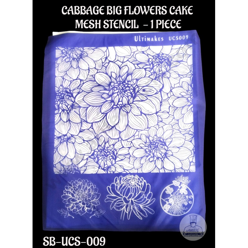 ULTIMAKES CABBAGE BIG FLOWERS MESH CAKE STENCIL  - 1 PIECE