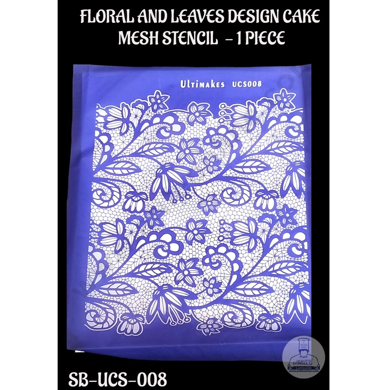 ULTIMAKES FLORAL AND LEAVES DESIGN MESH CAKE STENCIL - 1 PIECE