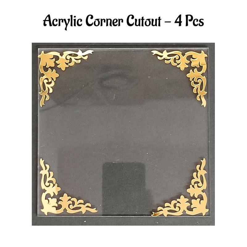 4 pcs Golden Acrylic Corner Cutout Topper - CAKE DECOR  DESIGN 1