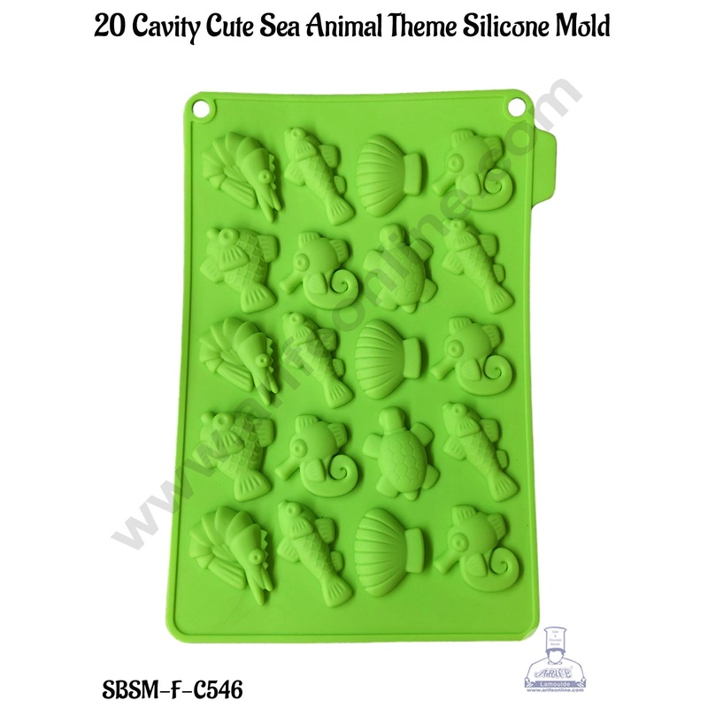 CAKE DECOR 20 Cavity Cute Sea Animal Silicone Chocolate Mould | Muffin Mould (SBSM-F-C546)