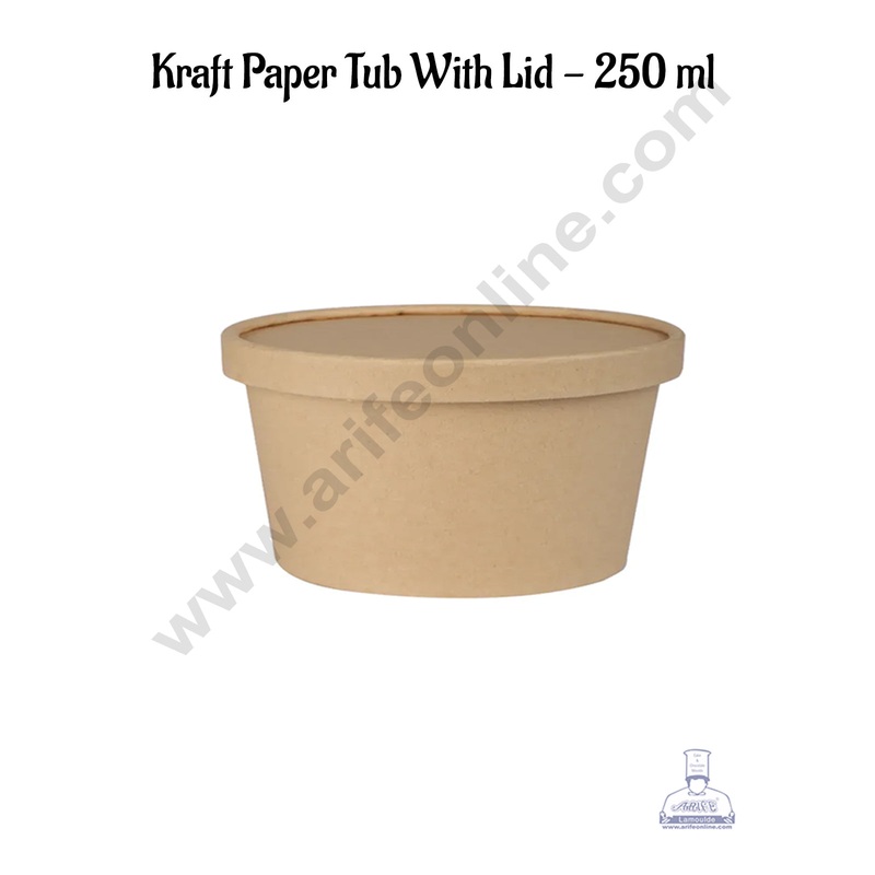 CAKE DECOR 250ml Brown Kraft Paper Tub With Lid