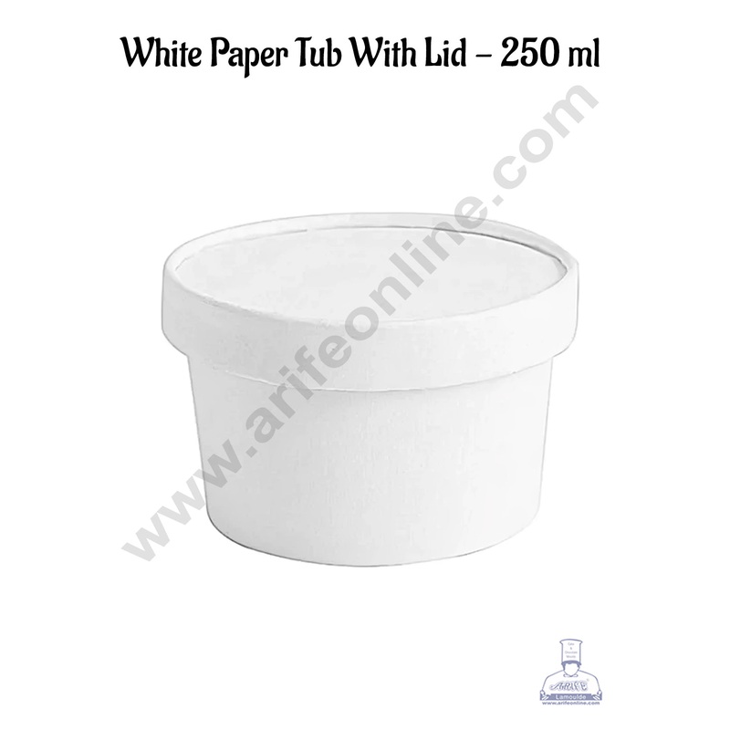 CAKE DECOR 250ml White Kraft Paper Tub With Lid