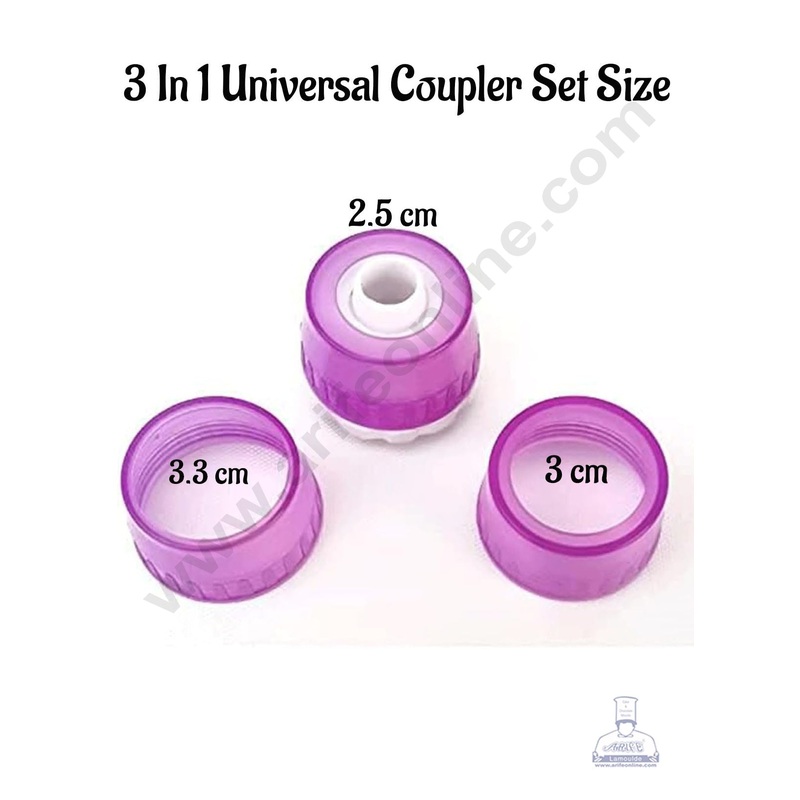 CAKE DECOR 3 in 1 Universal coupler Icing Piping Bag Nozzle Converter Cream Coupler for Cake Decoration (3pcs set)