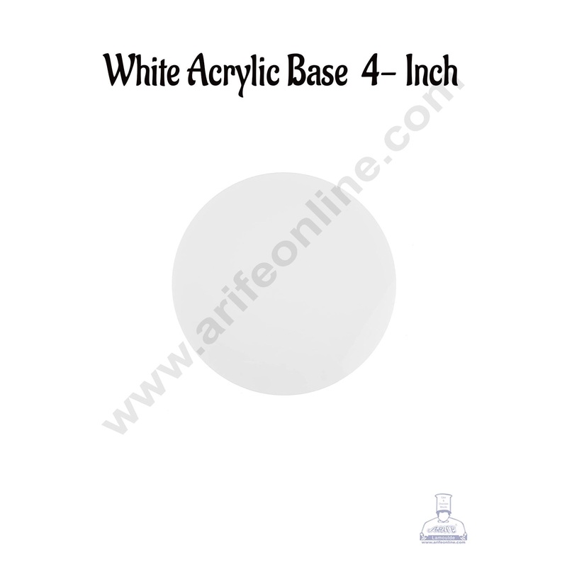 Cake Decor 4 Inch Round White Acrylic Cake Board Ganaching Plate (2mm thickness)
