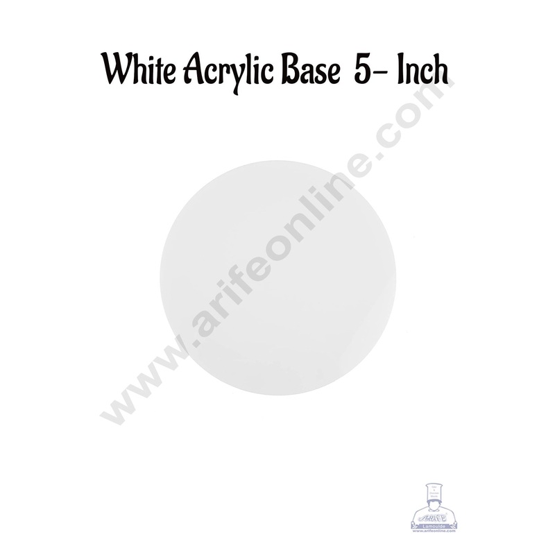 Cake Decor 5 Inch Round White Acrylic Cake Board Ganaching Plate (2mm thickness)