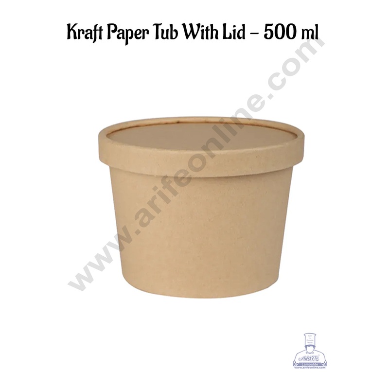 CAKE DECOR 500ml Brown Kraft Paper Tub With Lid