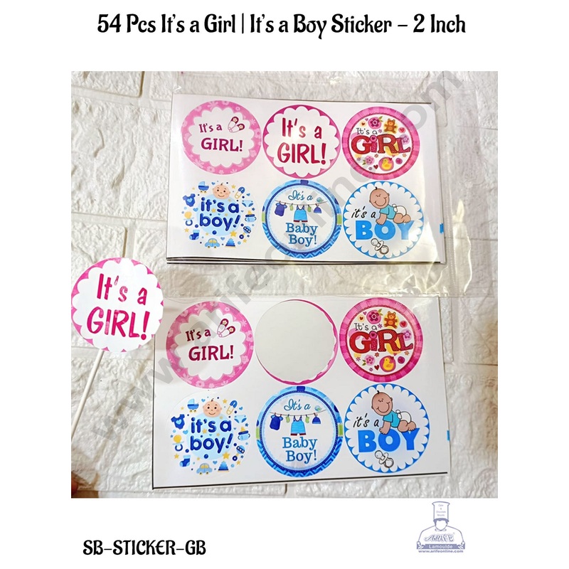 CAKE DECOR 54 Pcs Its a Girl | Its a Boy Sticker - 2 Inch