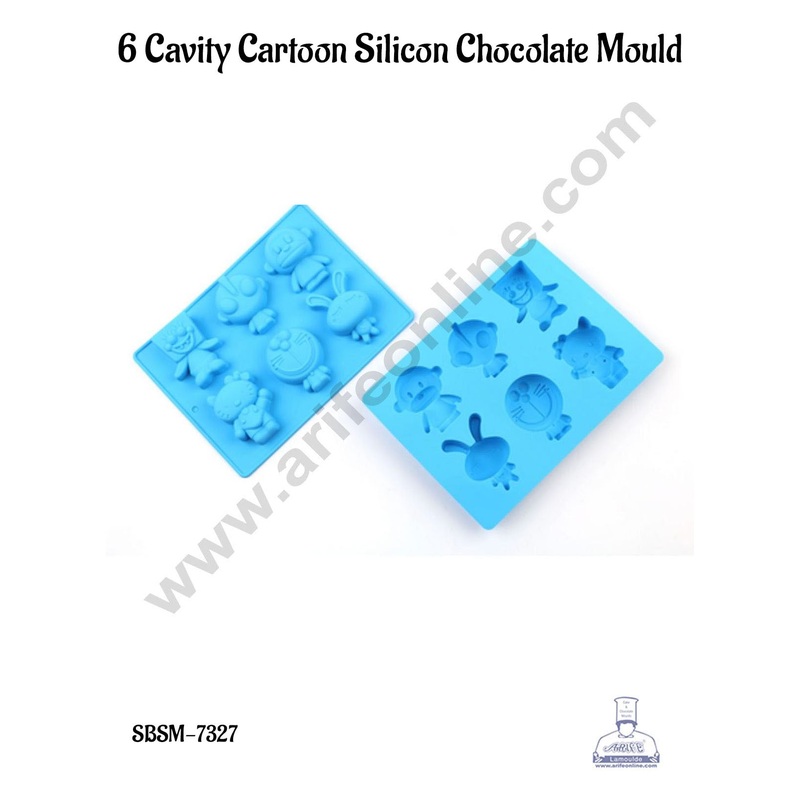 CAKE DECOR 6 Cavity Cartoon ( Spongebob, Ultraman, Monkey, Hello Kitty, Doremon, Bunny)Flexible Silicon Chocolate Mould ( SBSM-7327 )