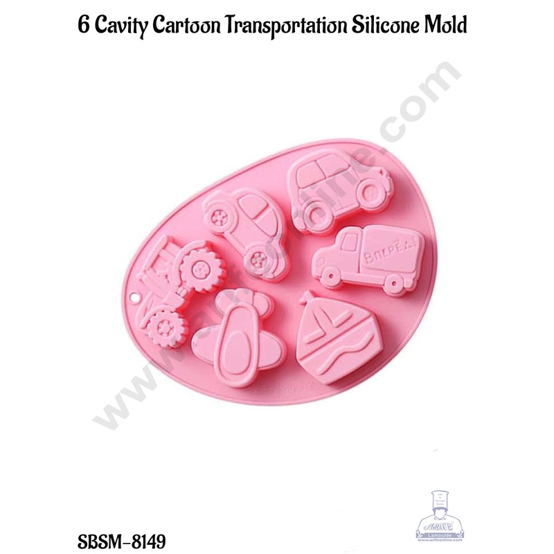 CAKE DECOR 6 Cavity Cartoon Transportation Silicone Mould | Cars Chocolate Mold