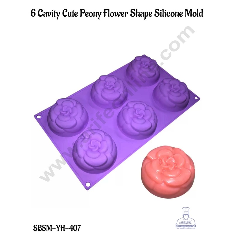 CAKE DECOR 6 Cavity Cute Peony Flower Shape Silicone Chocolate Mould Tray (SBSM-YH-407)