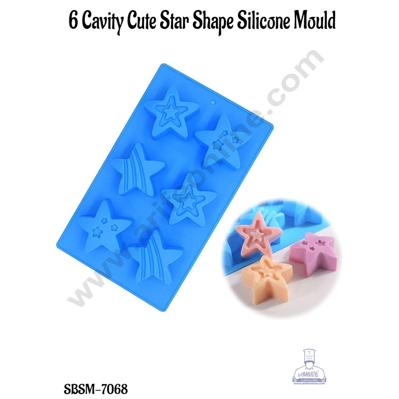 CAKE DECOR 6 Cavity Cute Star Shape Silicone Chocolate Mould ( SBSM-7068)