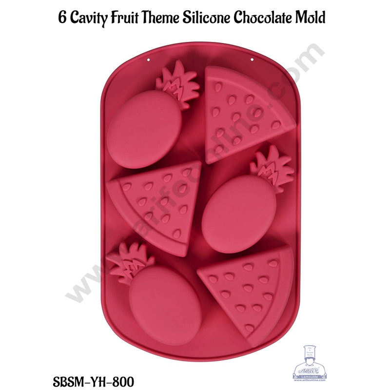 CAKE DECOR 6 Cavity Fruit Theme Silicone Chocolate Mold | Watermelon Pineapple Mould | Pastry Muffin Mould (SBSM-YH-800)