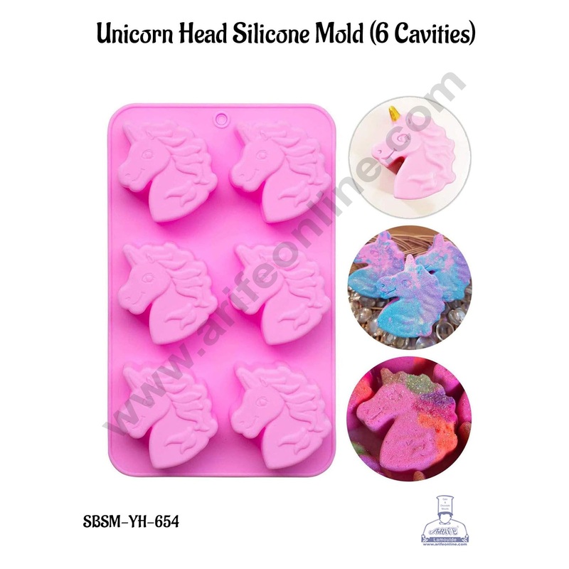CAKE DECOR 6 Cavity Unicorn Head Silicon Chocolate Mould | Cupcake Muffin Mould