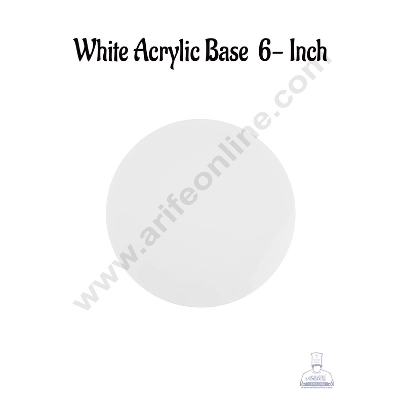 Cake Decor 6 Inch Round White Acrylic Cake Board Ganaching Plate (2mm thickness)