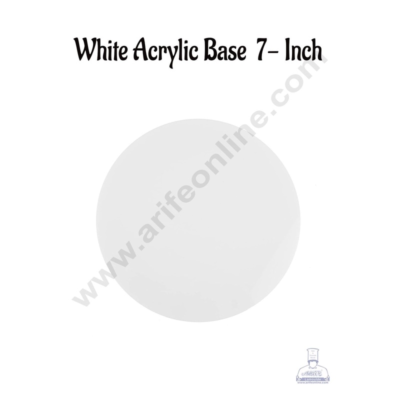 Cake Decor 7 Inch Round White Acrylic Cake Board Ganaching Plate (2mm thickness)