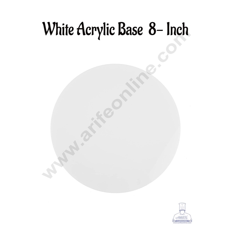 Cake Decor 8 Inch Round White Acrylic Cake Board Ganaching Plate (2mm thickness)