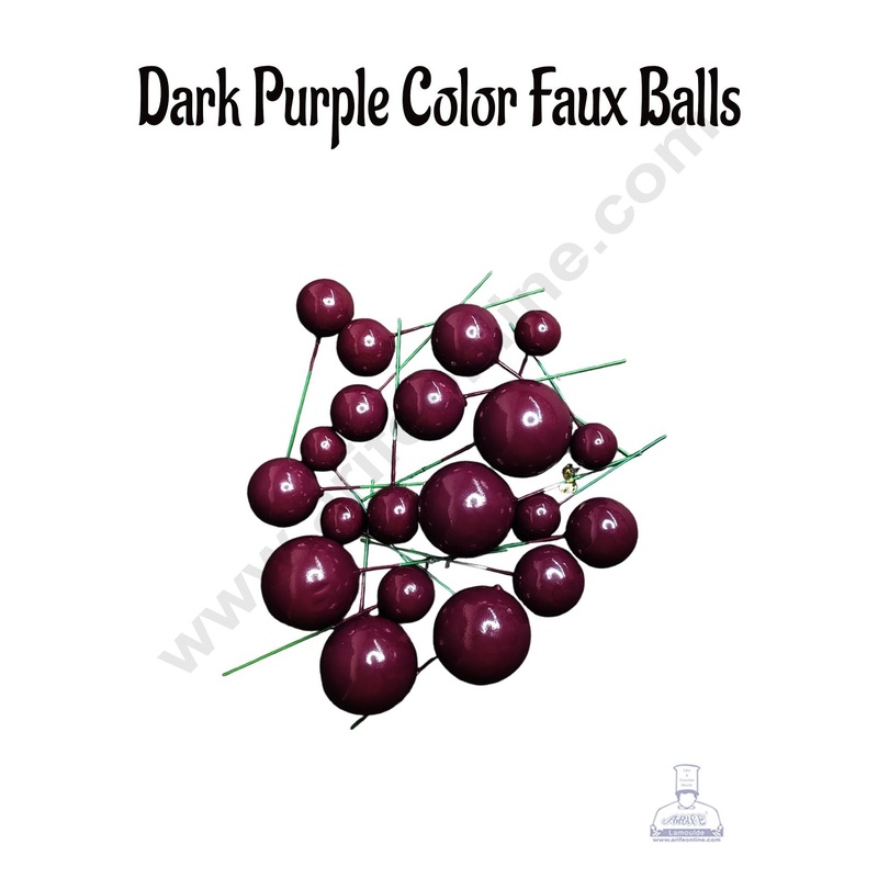 Cake Decor Dark Purple Balls Topper For Cake and Cupcake Decoration - (20pcs Pack)