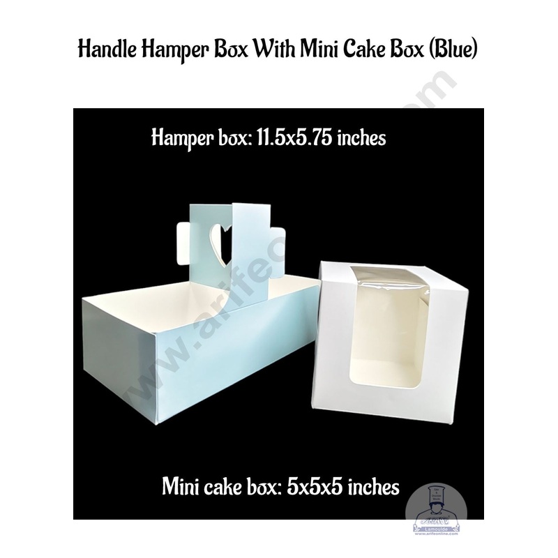 CAKE DECOR Handle Hamper Box With Mini Cake Box (Blue)  | Gift Box | Gift Bag With Handle (1 Pcs Pack)