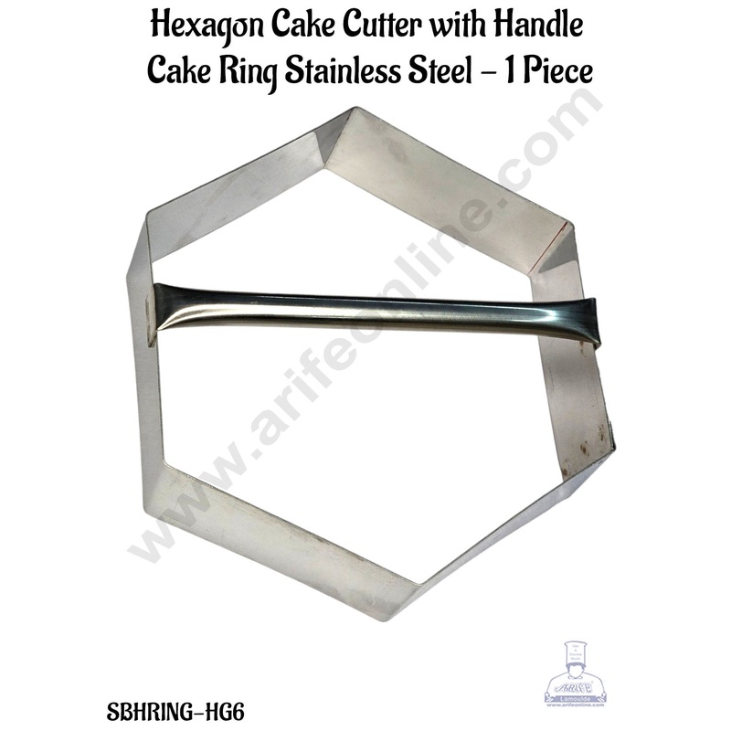 CAKE DECOR Hexagon Cake Cutter with Handle | Cake Ring Stainless Steel | Heavy Ring (SBHRING-HG6 )