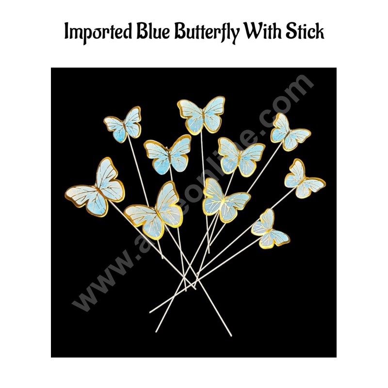 CAKE DECOR  Imported Blue Butterfly With Stick Paper Topper for Cake & Cupcake Decoration (SBMT-PT-IMP-017)