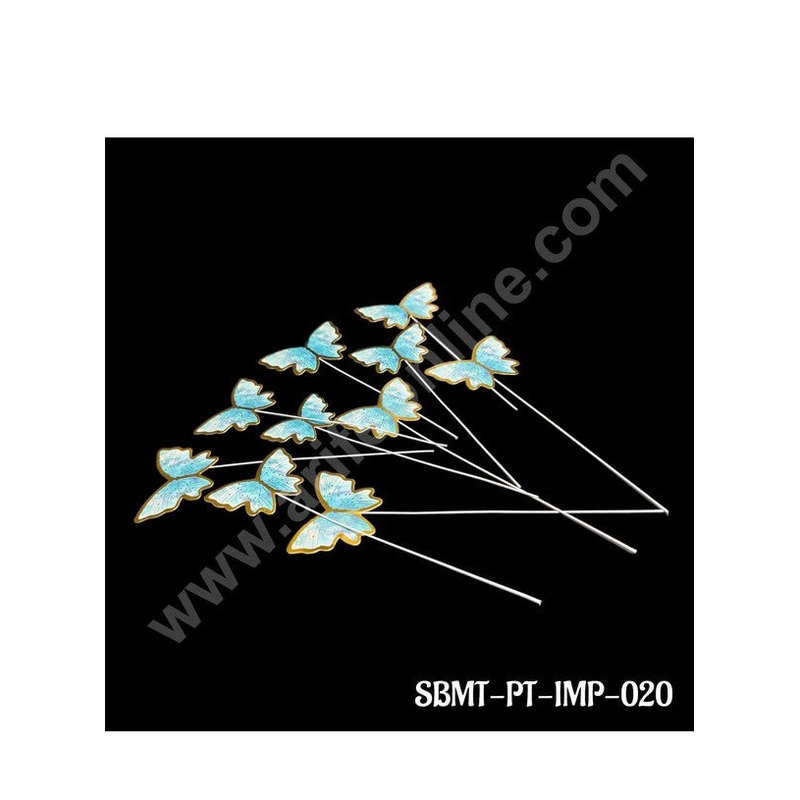 CAKE DECOR  Imported Blue Dotted Butterfly With Stick Paper Topper for Cake & Cupcake Decoration (SBMT-PT-IMP-020)
