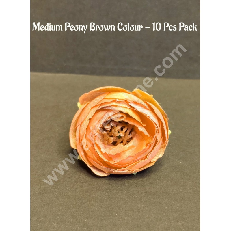 CAKE DECOR Medium Peony Artificial Flower For Cake Decoration  Brown ( 10 Pcs Pack )