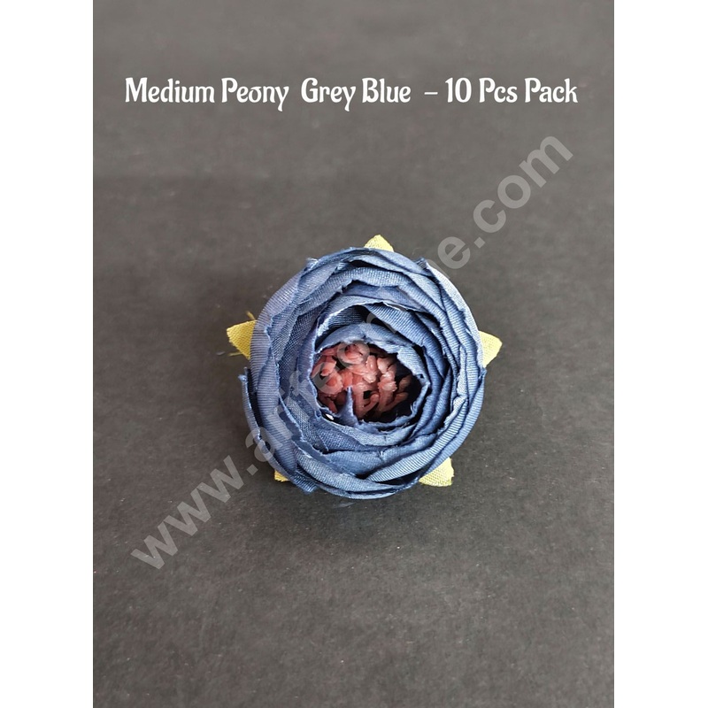 CAKE DECOR Medium Peony Artificial Flower For Cake Decoration  Grey Blue  ( 10 Pcs Pack )