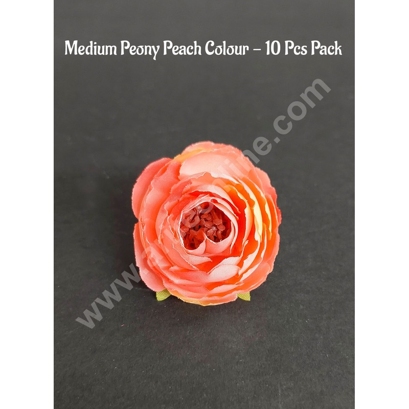 CAKE DECOR Medium Peony Artificial Flower For Cake Decoration  Peach Colour  ( 10 Pcs Pack )