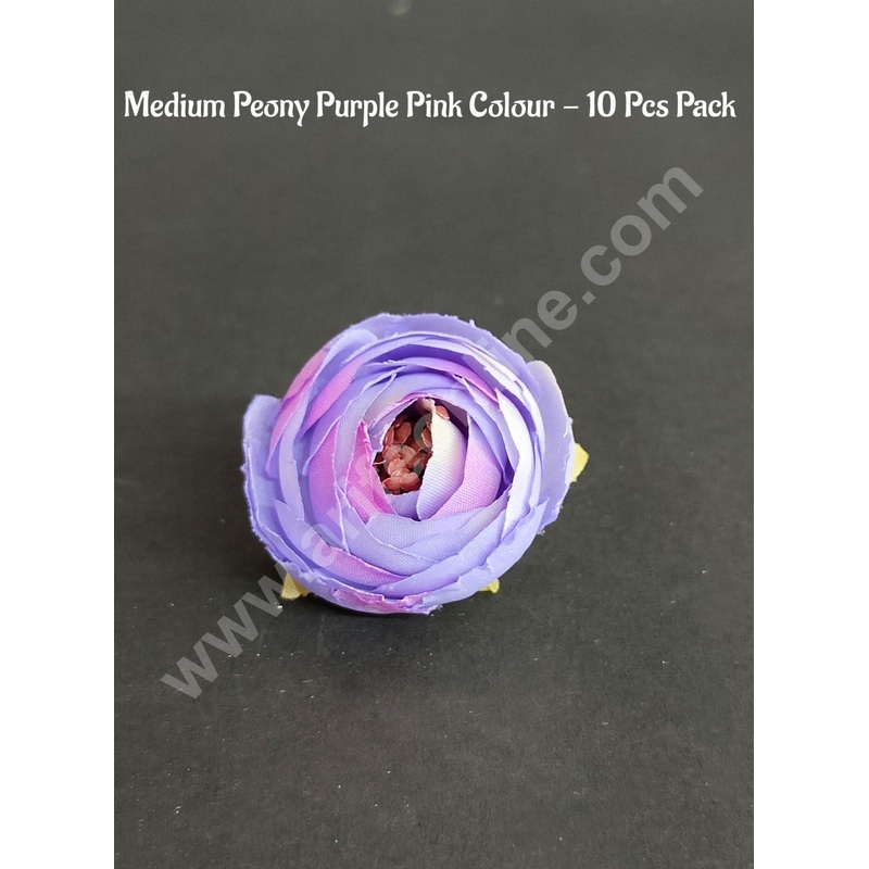CAKE DECOR Medium Peony Artificial Flower For Cake Decoration  Purple Pink Colour  ( 10 Pcs Pack )