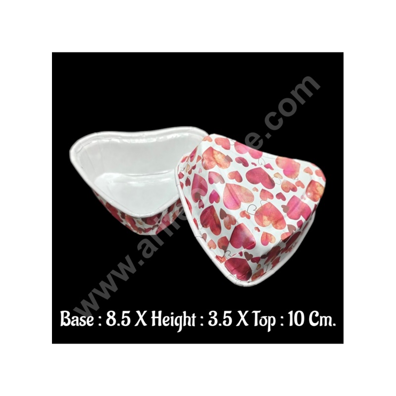 Cake Decor Multicolor Heart Direct Bakeable  Cups With Plastic Coating Bake and Serve Disposable Mould 50 Pcs